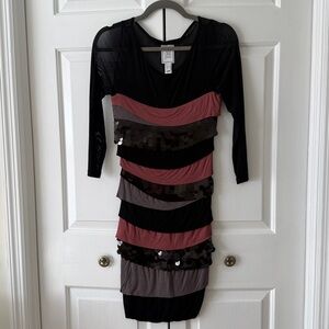 Elegant Black Sheer Top Evening Dres